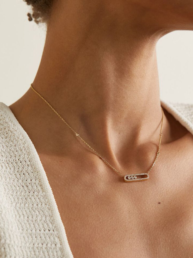 Women's Necklace Plated Stainless Steel Moving Diamonds Pendant