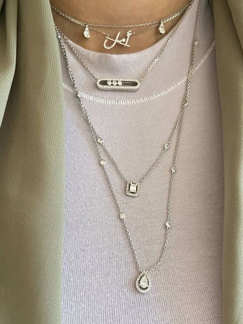 Women's Necklace Plated Stainless Steel Moving Diamonds Pendant