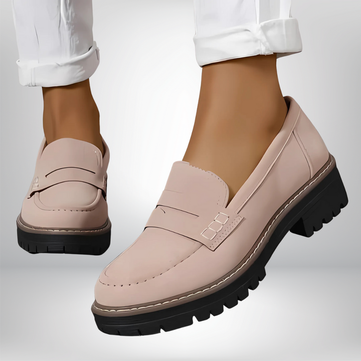 Women's Loafers Leather Slip-On Non-Slip Sole Casual