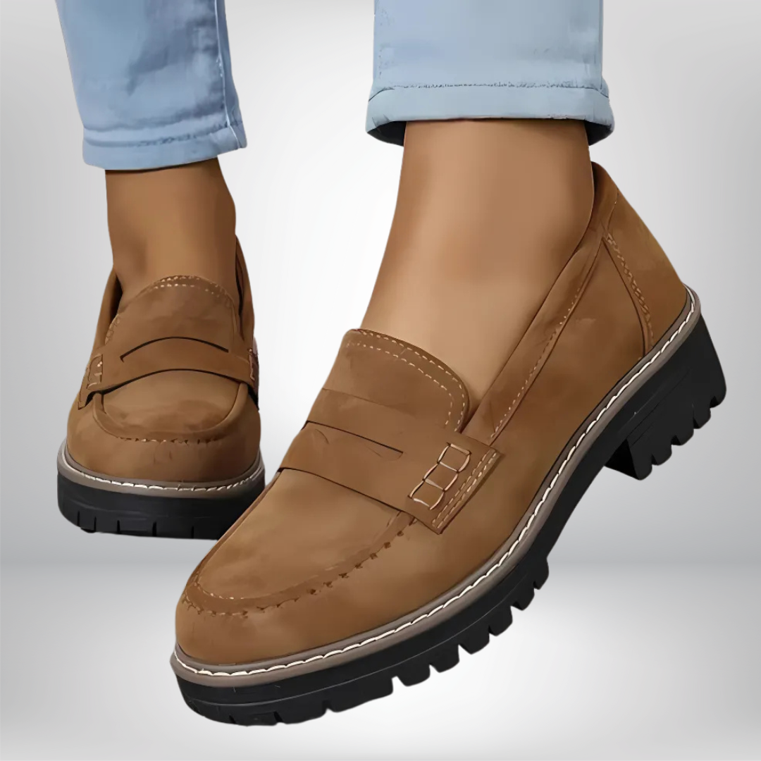 Women's Loafers Leather Slip-On Non-Slip Sole Casual