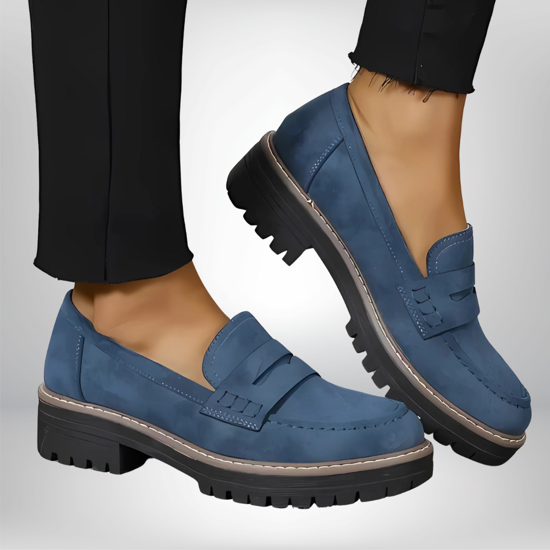 Women's Loafers Leather Slip-On Non-Slip Sole Casual