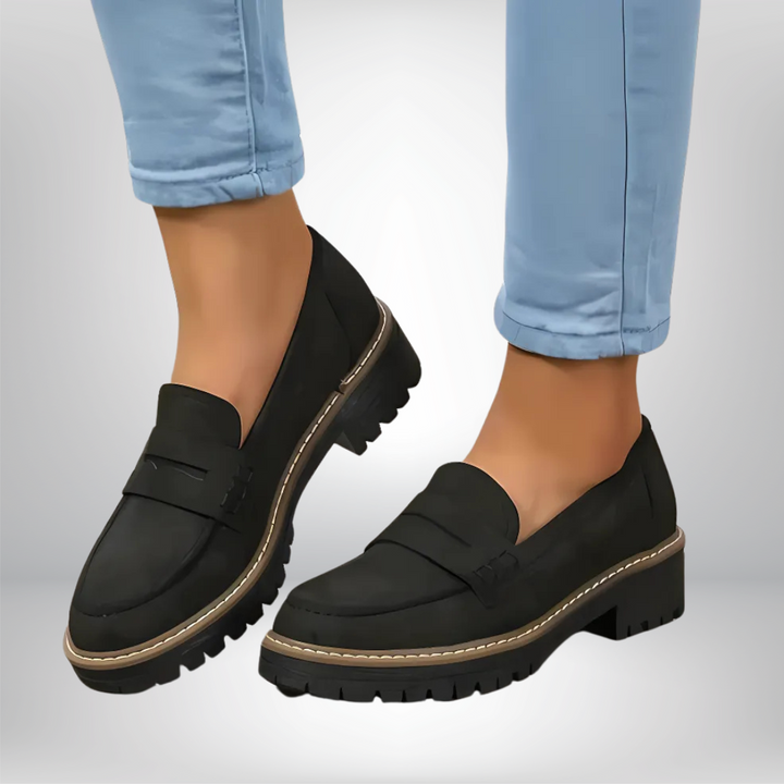 Women's Loafers Leather Slip-On Non-Slip Sole Casual