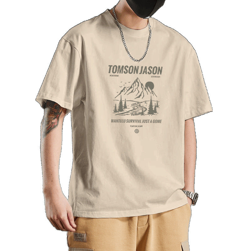 Men’s T-Shirt Cotton Slim Fit Short Sleeve Crew Neck Graphic Print