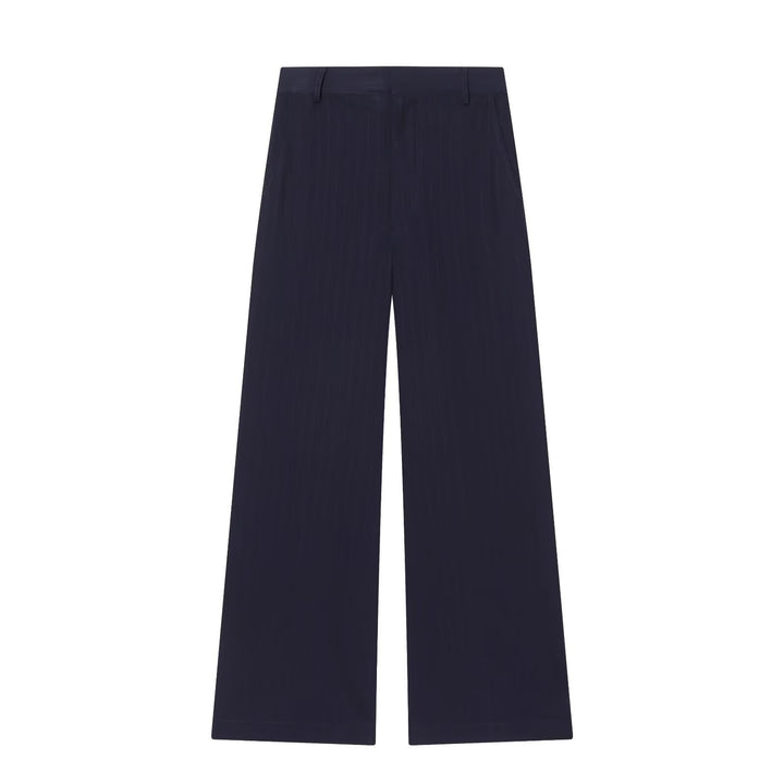 Women's Suit Set Striped High Neck Jacket And High Waist Wide Leg Pants