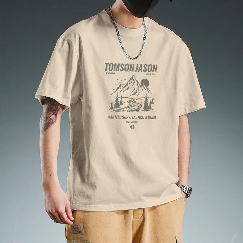 Men’s T-Shirt Cotton Slim Fit Short Sleeve Crew Neck Graphic Print