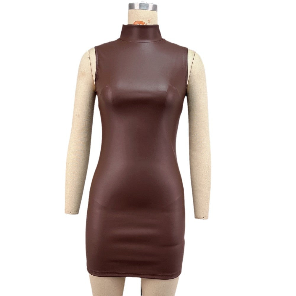 Women's Mini Skirt PU Leather Slim Fit Minimalist Casual