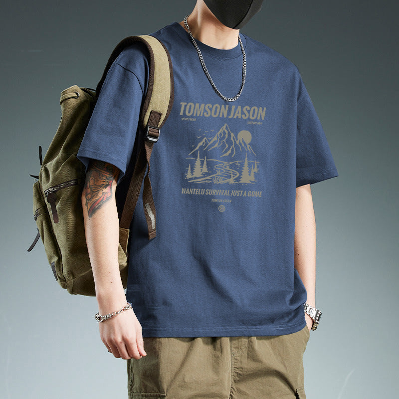 Men’s T-Shirt Cotton Slim Fit Short Sleeve Crew Neck Graphic Print