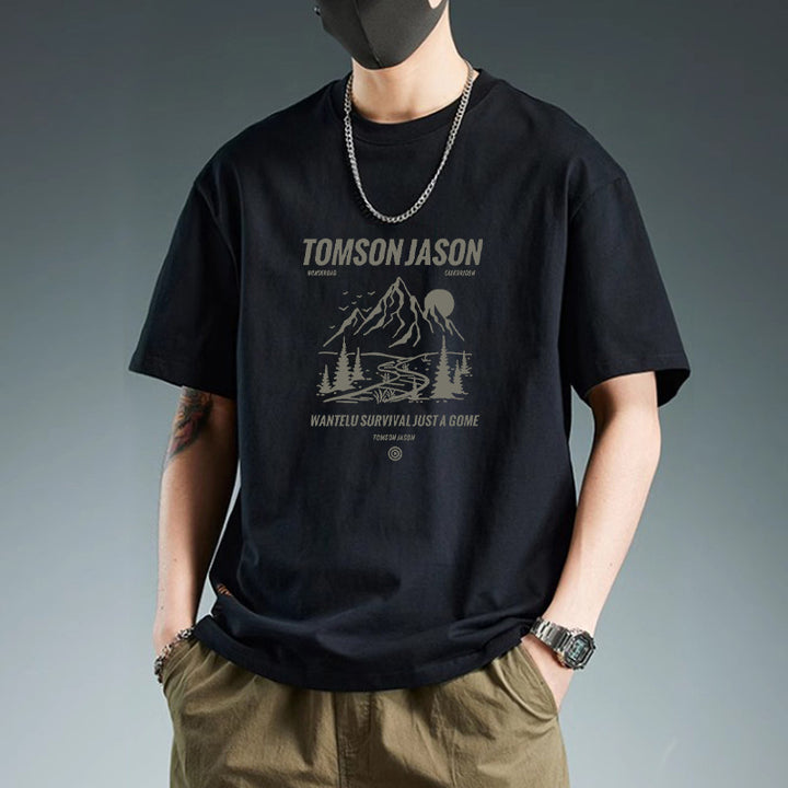 Men’s T-Shirt Cotton Slim Fit Short Sleeve Crew Neck Graphic Print