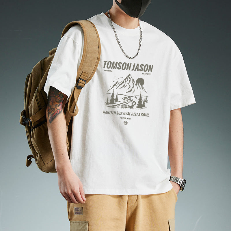Men’s T-Shirt Cotton Slim Fit Short Sleeve Crew Neck Graphic Print