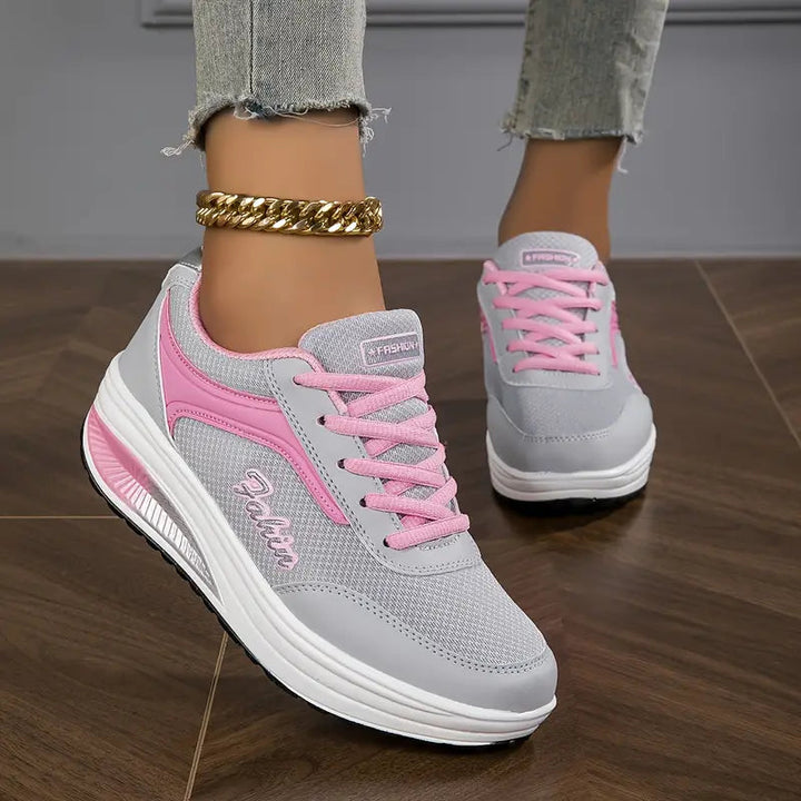 Women's Orthopedic Shoes Cushioned Sole Lace-Up Low Top Sneakers Casual