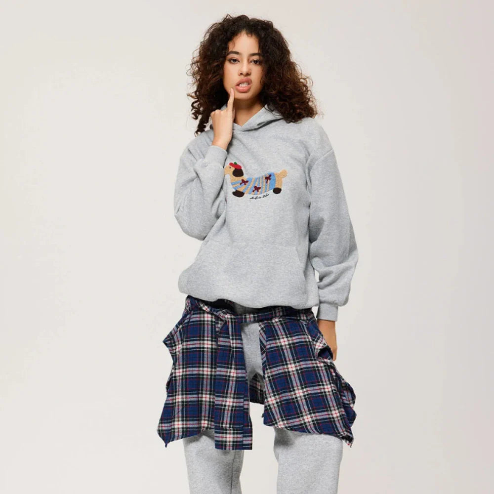 Women's Hoodie Oversized Embroidered Long Sleeve Kangaroo Pocket Casual