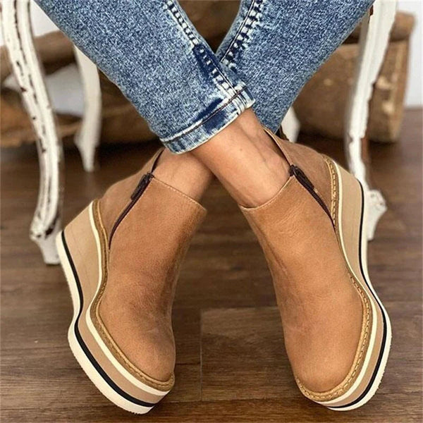 Women's Ankle Boots Waterproof Orthopedic Slip-On Platform Round Toe Walking