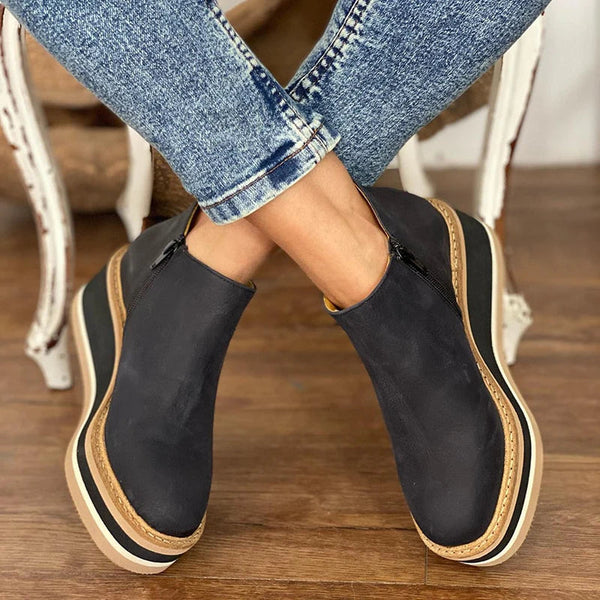 Women's Ankle Boots Waterproof Orthopedic Slip-On Platform Round Toe Walking