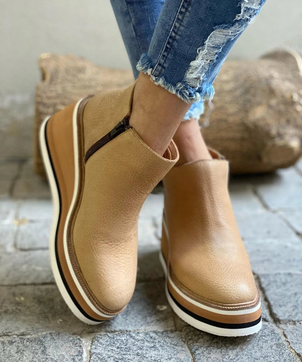 Women's Ankle Boots Waterproof Orthopedic Slip-On Platform Round Toe Walking