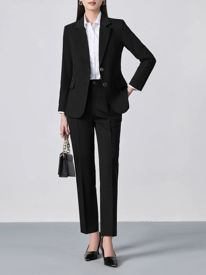 Women’s Suit Set Slim Fit Single-Breasted Notch Lapel Blazer And Formal Trousers
