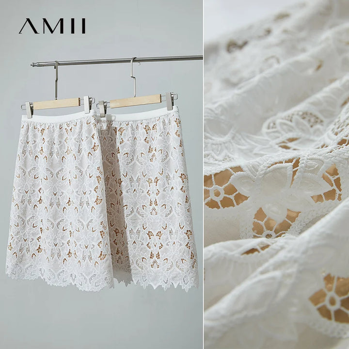 Women's Midi Skirt Lace Embroidery Straight High Waist