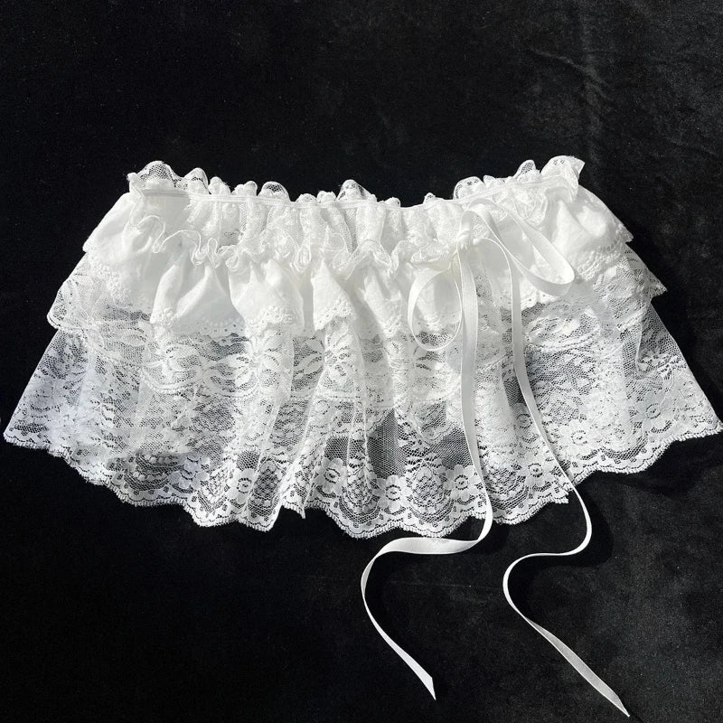 Women's Midi Skirt Lace Mesh Floral Asymmetric Hem High Waist A-Line