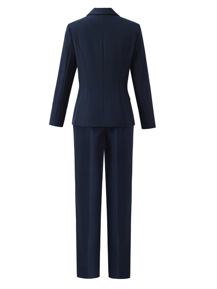Women’s Suit Set Slim Fit Single-Breasted Notch Lapel Blazer And Formal Trousers