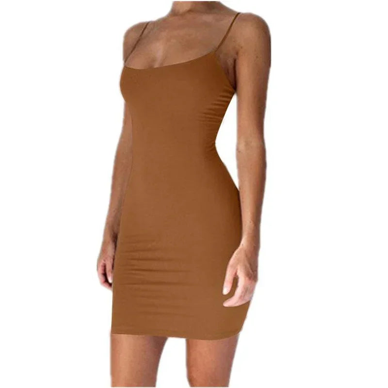 Women's Mini Dress Bodycon Spaghetti Strap Sleeveless Slim Fit