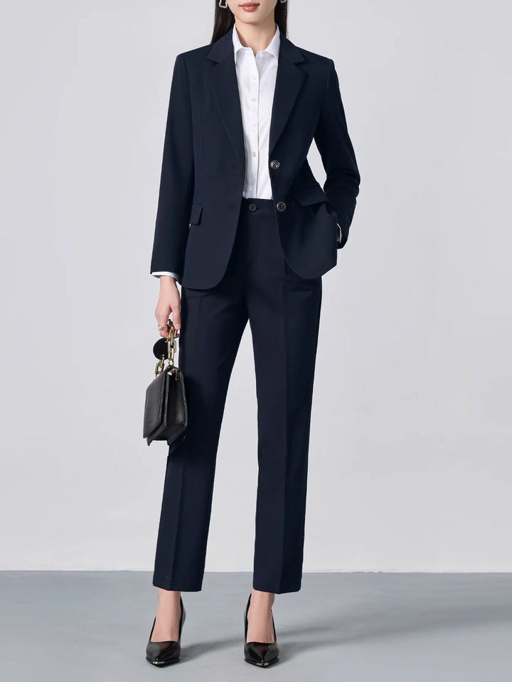 Women’s Suit Set Slim Fit Single-Breasted Notch Lapel Blazer And Formal Trousers