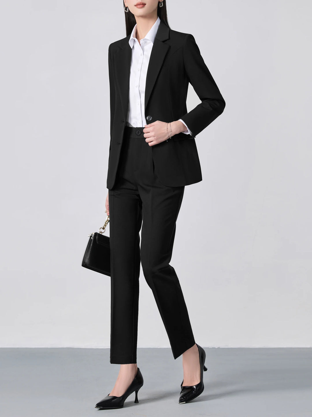 Women’s Suit Set Slim Fit Single-Breasted Notch Lapel Blazer And Formal Trousers
