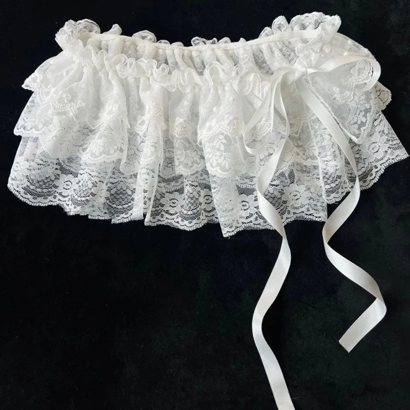 Women's Midi Skirt Lace Mesh Floral Asymmetric Hem High Waist A-Line
