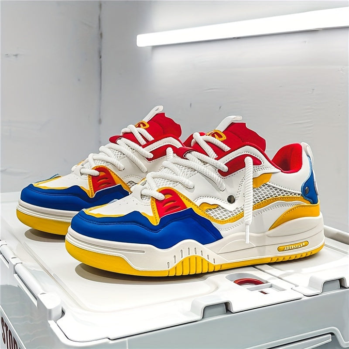 Men's Orthopedic Sneakers Lightweight Lace-Up Low Top Contrast Detail Casual