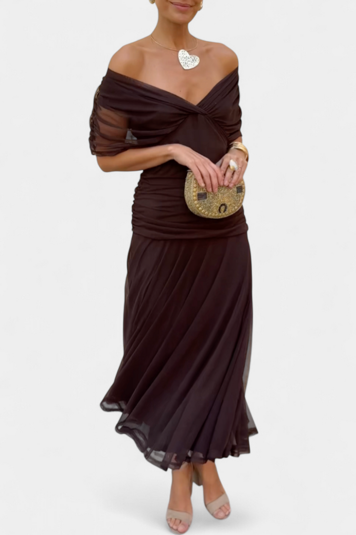 Women's Dress Satin Off-Shoulder Slim Fit Sleeveless