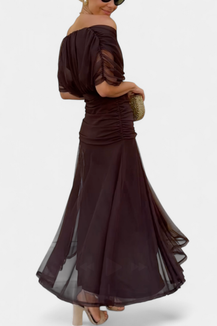 Women's Dress Satin Off-Shoulder Slim Fit Sleeveless