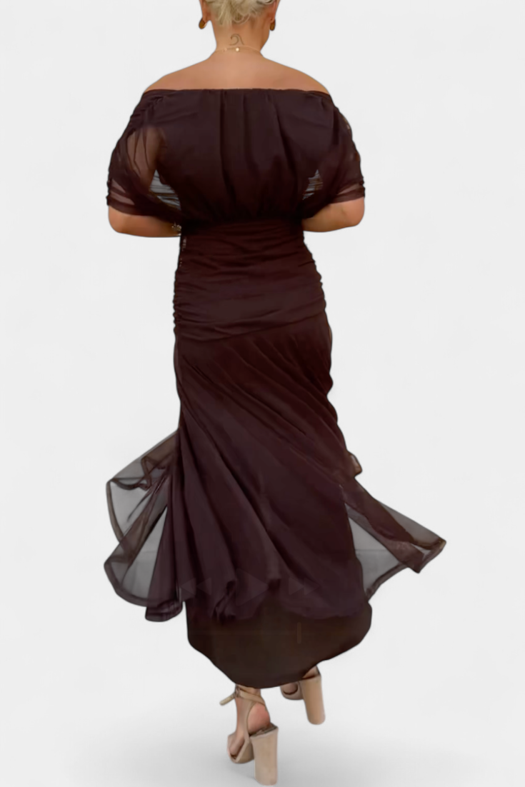 Women's Dress Satin Off-Shoulder Slim Fit Sleeveless