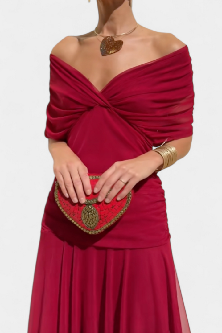 Women's Dress Satin Off-Shoulder Slim Fit Sleeveless