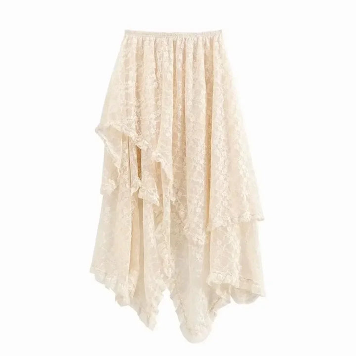 Women's Midi Skirt Lace Asymmetric High Waist A-Line – Boho Formal