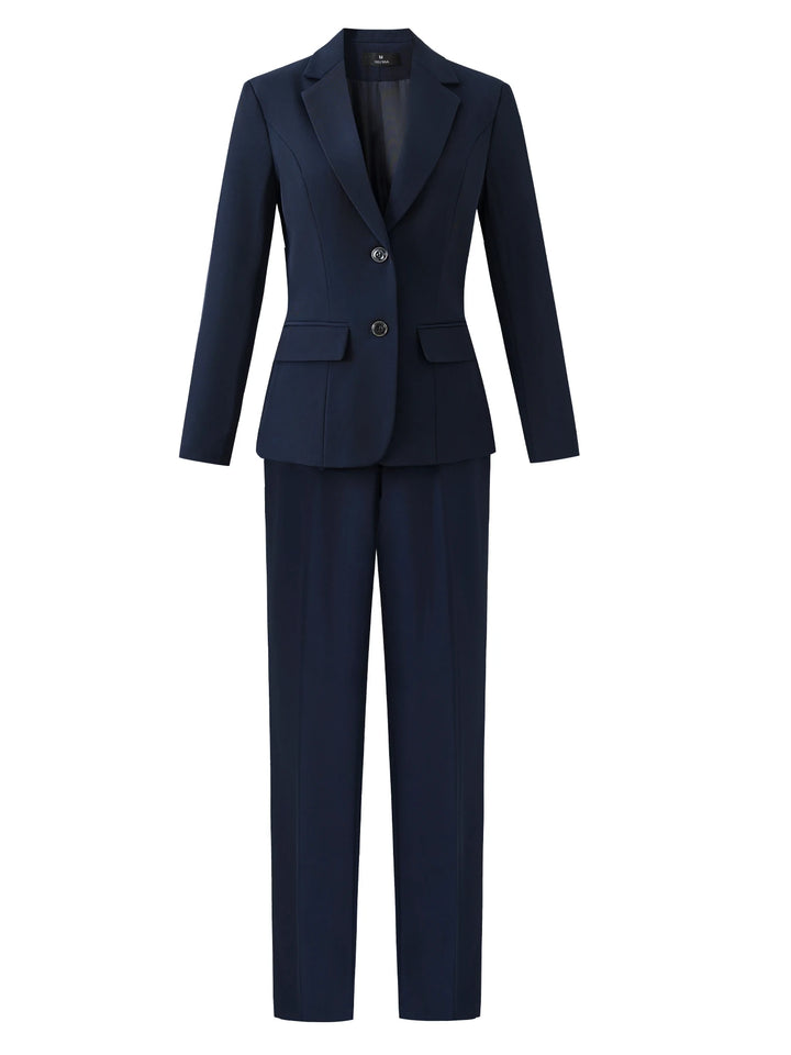 Women’s Suit Set Slim Fit Single-Breasted Notch Lapel Blazer And Formal Trousers