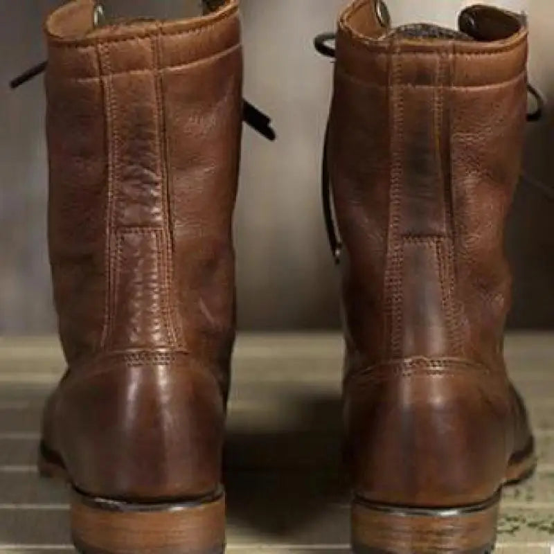 Women's Boots Leather Lace-Up Ankle Round Toe Lined Casual Outdoor