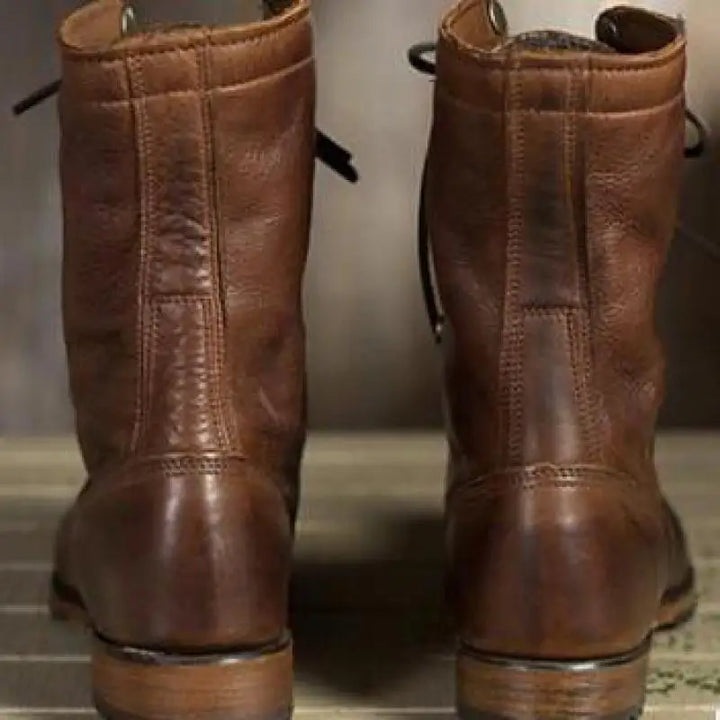 Women's Boots Leather Lace-Up Ankle Round Toe Lined Casual Outdoor