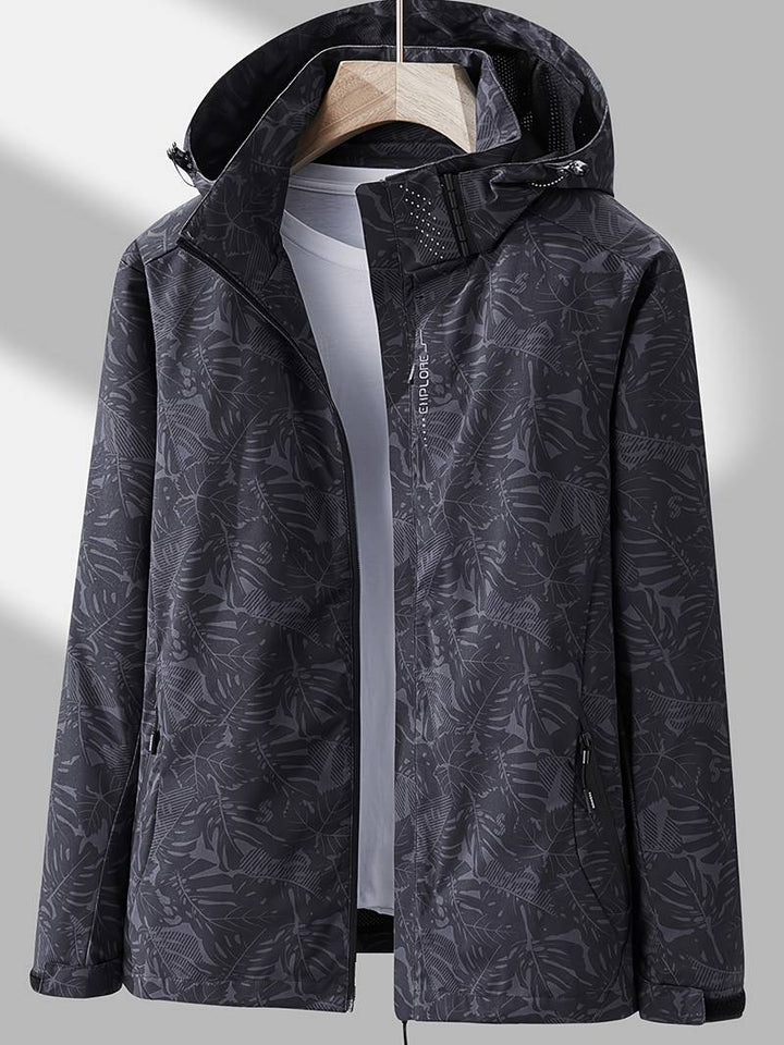 Women's Jacket Windproof Hooded Zip-Up Adjustable Drawstring Casual