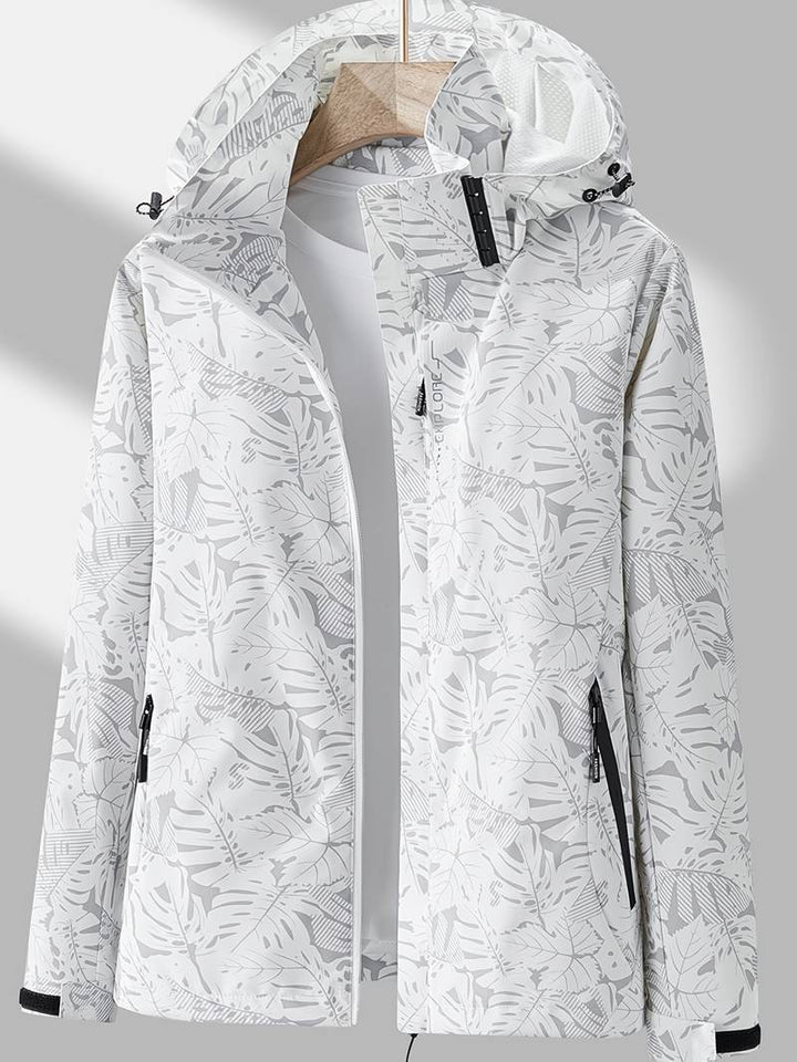 Women's Jacket Windproof Hooded Zip-Up Adjustable Drawstring Casual
