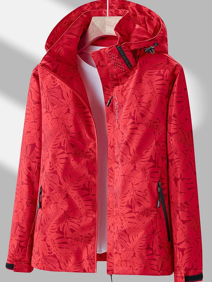 Women's Jacket Windproof Hooded Zip-Up Adjustable Drawstring Casual