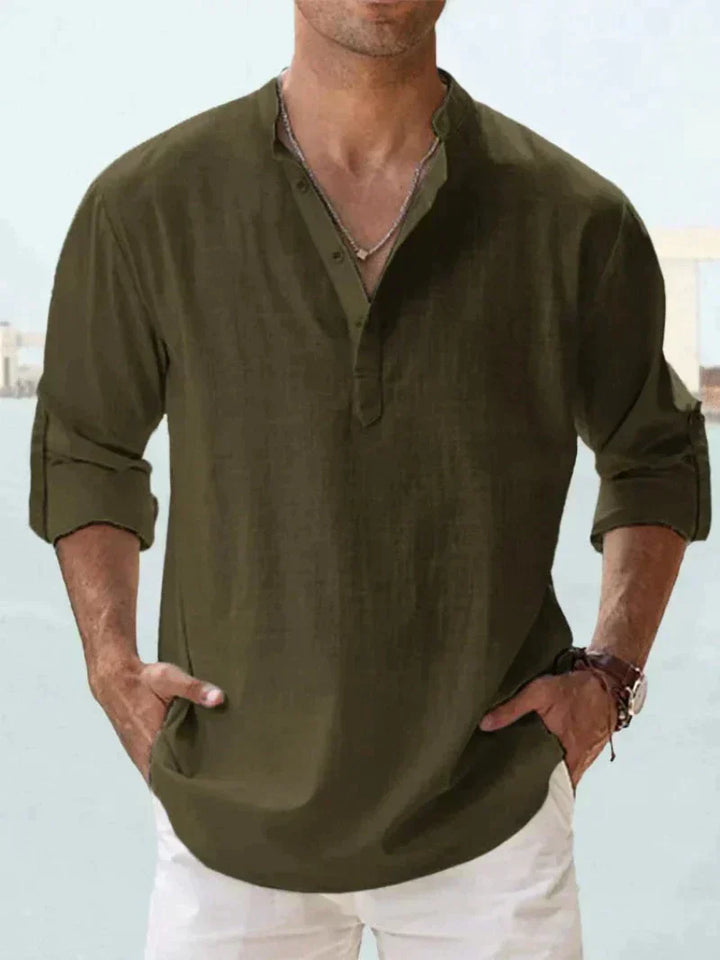 Men's Shirt Linen Button-Up Long Sleeve Relaxed Fit – Beach Leisure