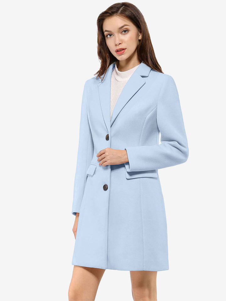Women's Pea Coat Single-Breasted Notched Lapel Long Sleeve Regular Fit Mid Length