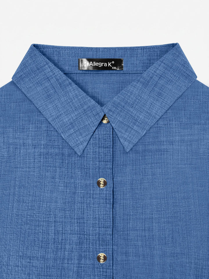 Women's Shirt Collared Button-Up Long Sleeve Regular Fit Work