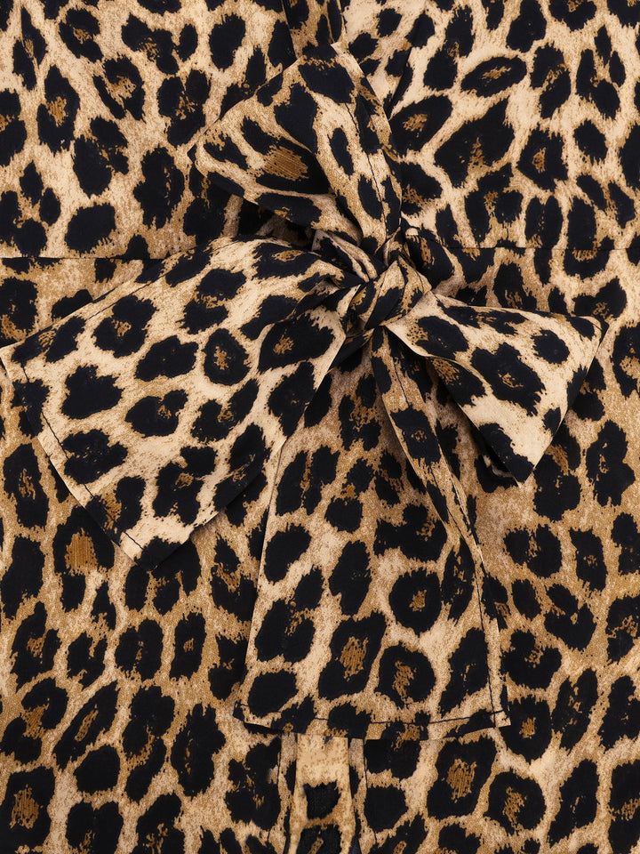Women's Blouse Leopard Print Button-Up Long Sleeve Regular Fit V-Neck