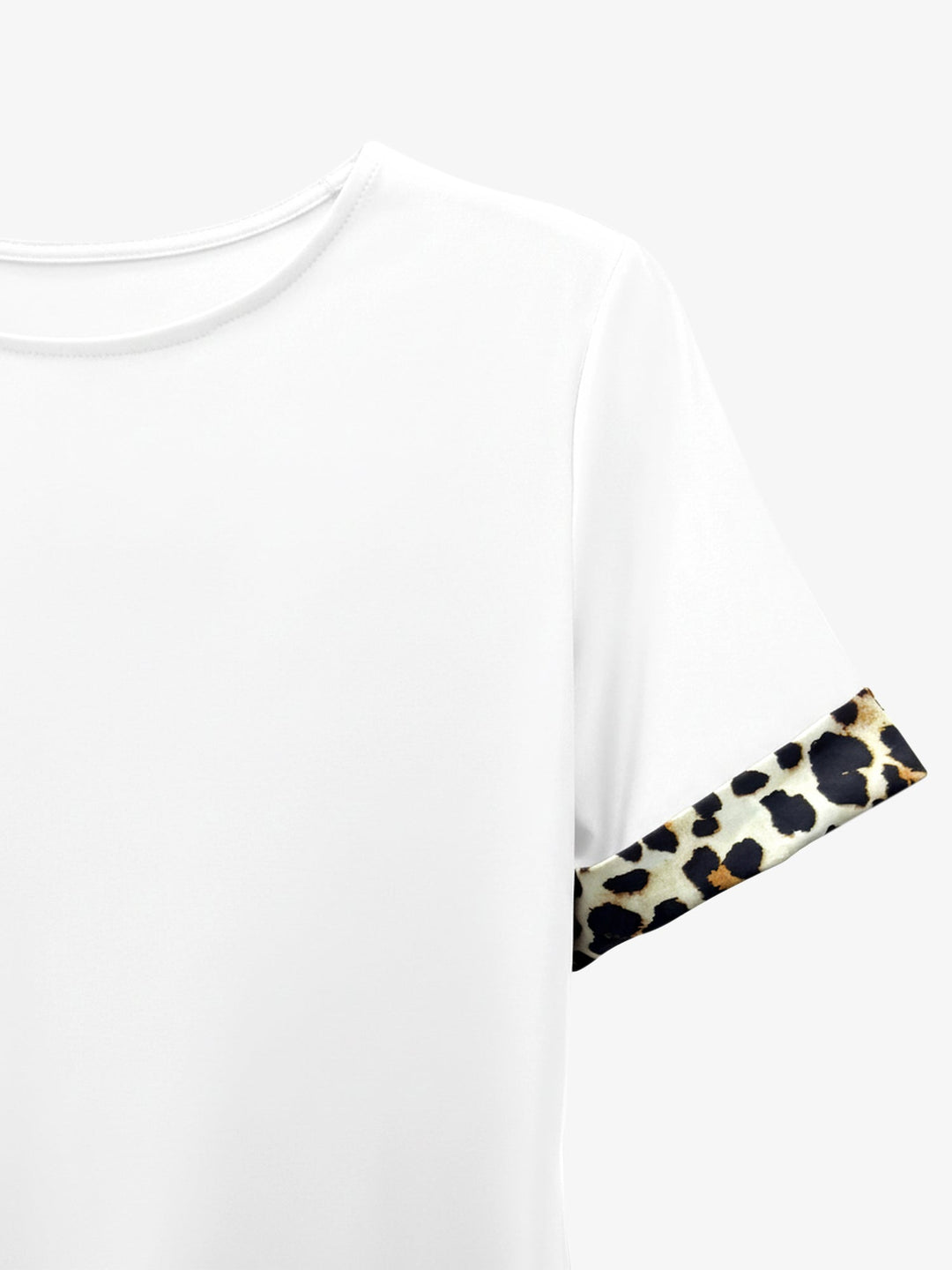 Women's T-Shirt Dress Leopard Print Patchwork Short Sleeve Boat Neck Midi