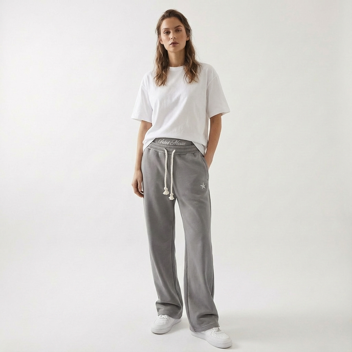 Unisex Joggers Cotton Blend Baggy Fit Elastic Waist Drawstring Pockets