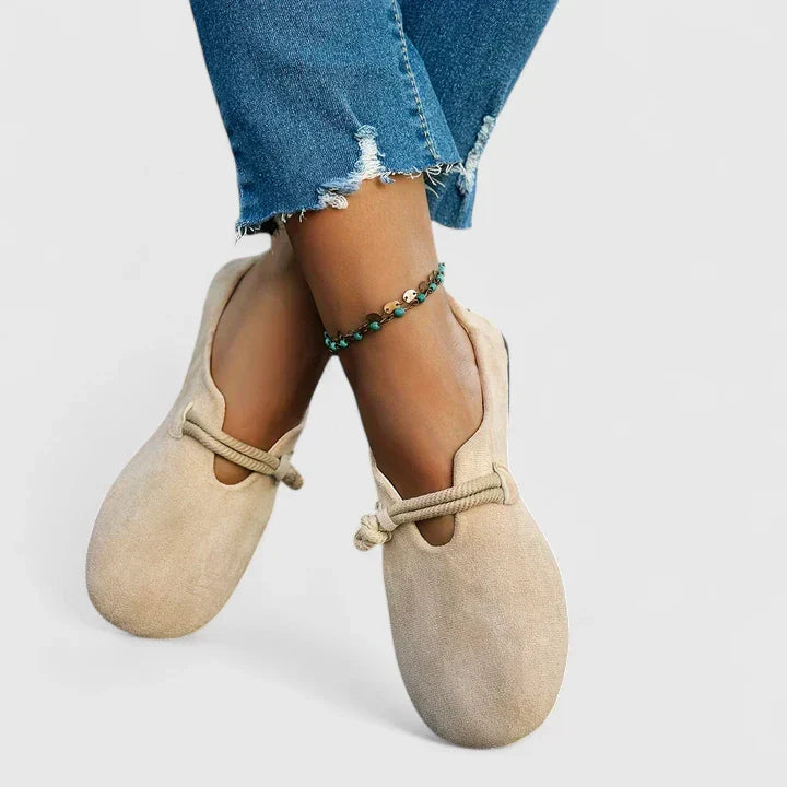 Women's Loafers Leather Orthopedic Slip-On Round Toe Cushioned Insole Casual