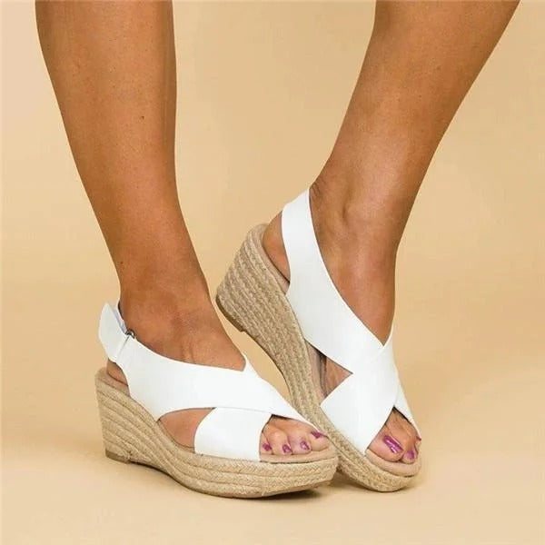 Women's Orthopedic Wedge Sandals Cross Strap Cushioned Sole Casual