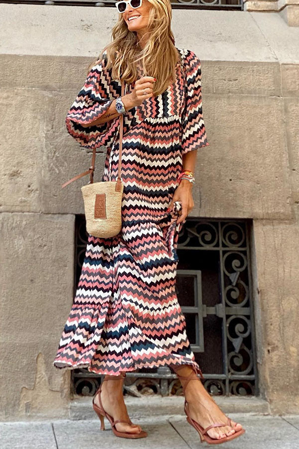 Women's Maxi Dress with Puff Ruffles