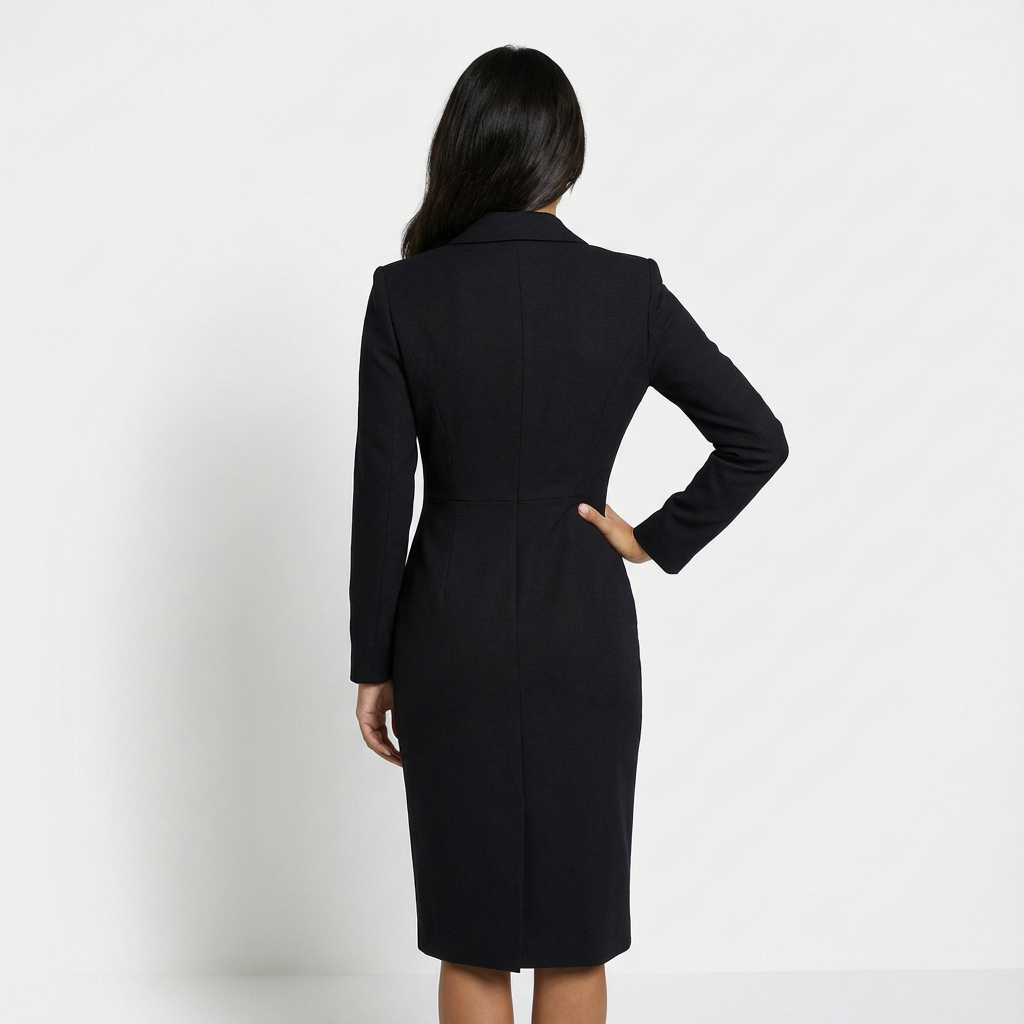 Women's Midi Dress Velvet Slim Fit Button Front Long Sleeve V-Neck