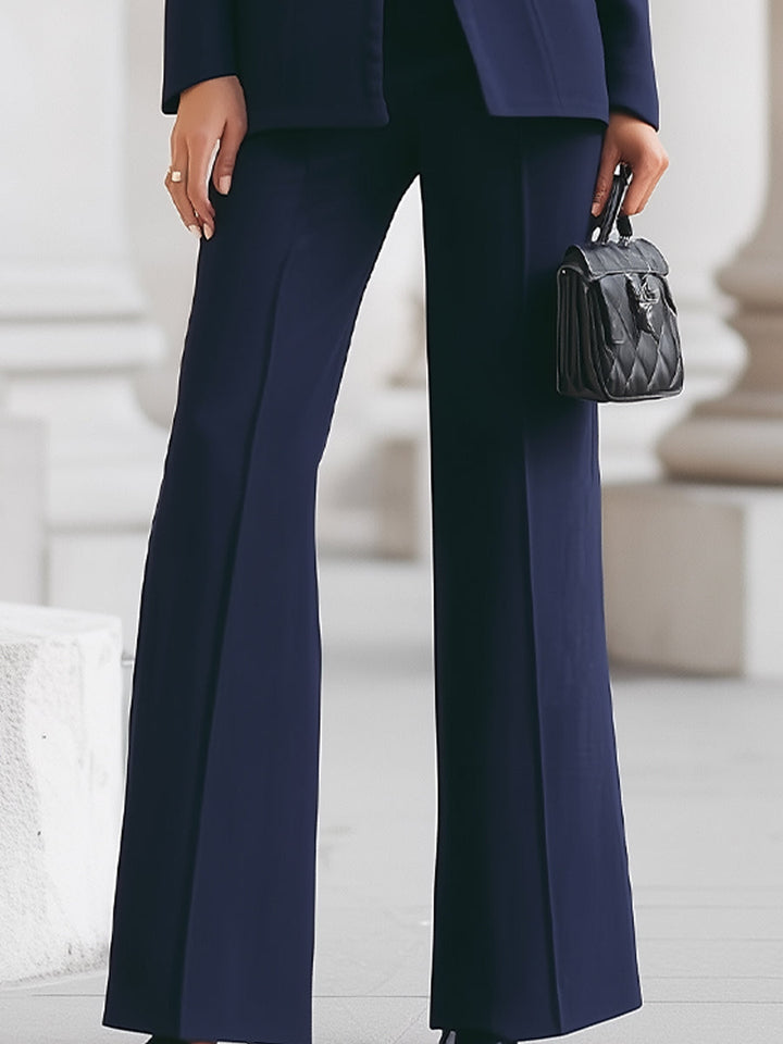 Women's Suit Set Tailored Slim Fit Blazer And Trousers Long Sleeve Button-Up