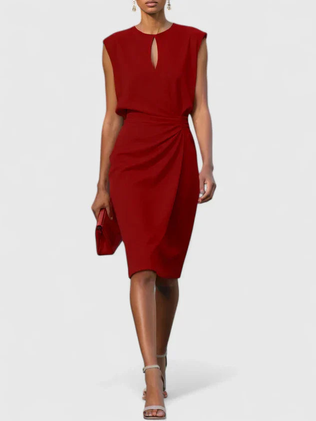 Women's Dress Satin Sleeveless Slim Fit V-Neck